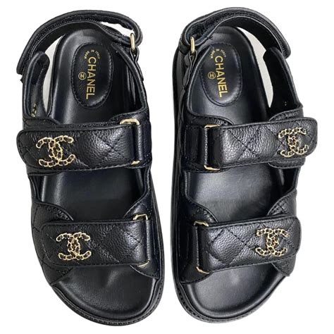 chanel velcro sandals black|chanel clear slides.